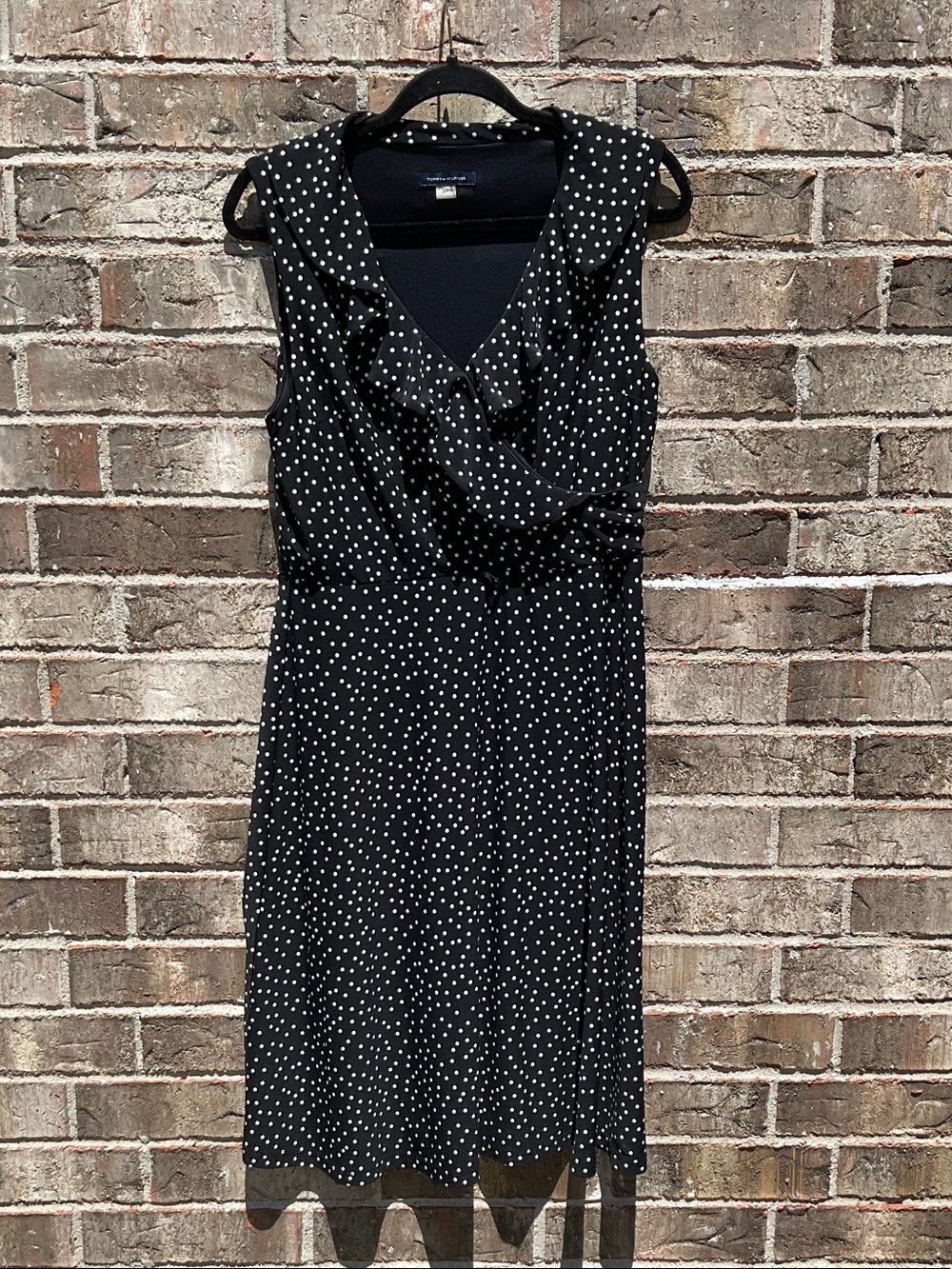 Take 50% OFF- Tommy Hilfiger Sleeveless Polka Dot Ruffle Neck Dress, Size-10 - Picture 2 of 11